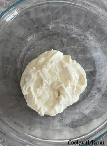 Yogurt added in a bowl
