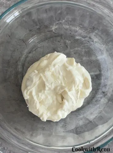 Yogurt added in a bowl