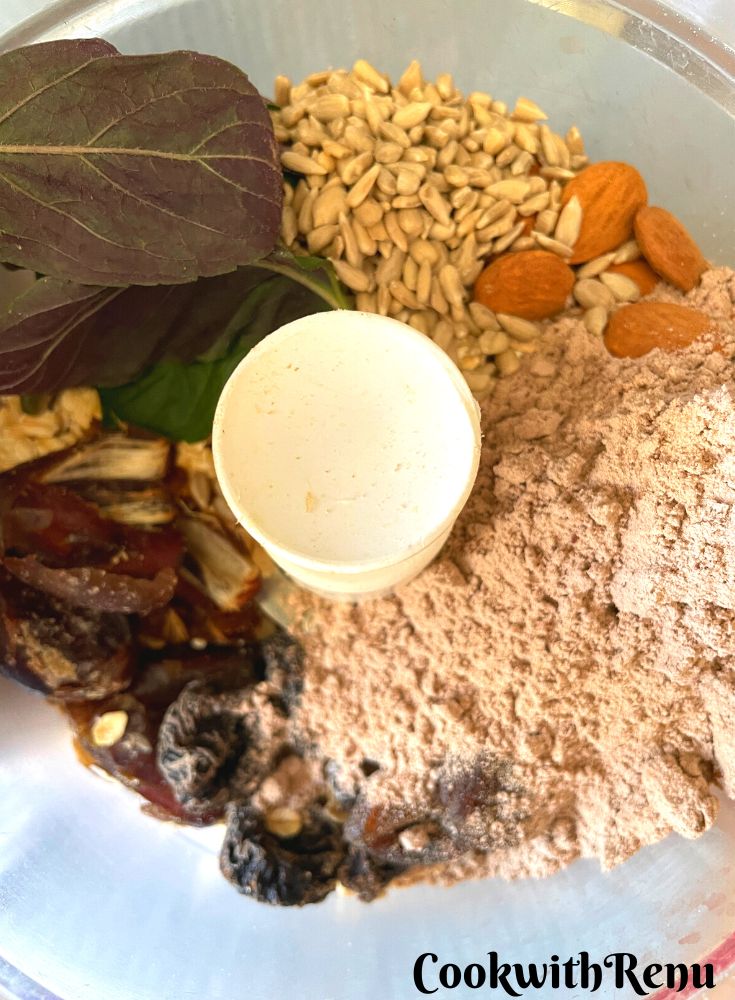 Ingredients added to food processor.