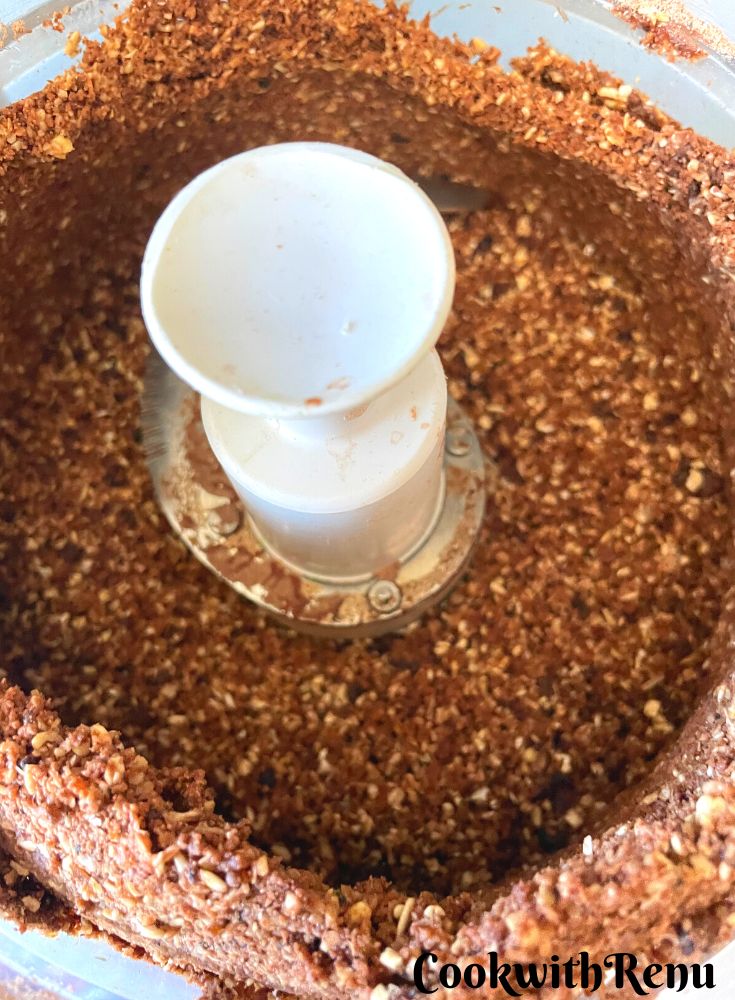 Processed Mixture in a food processor.