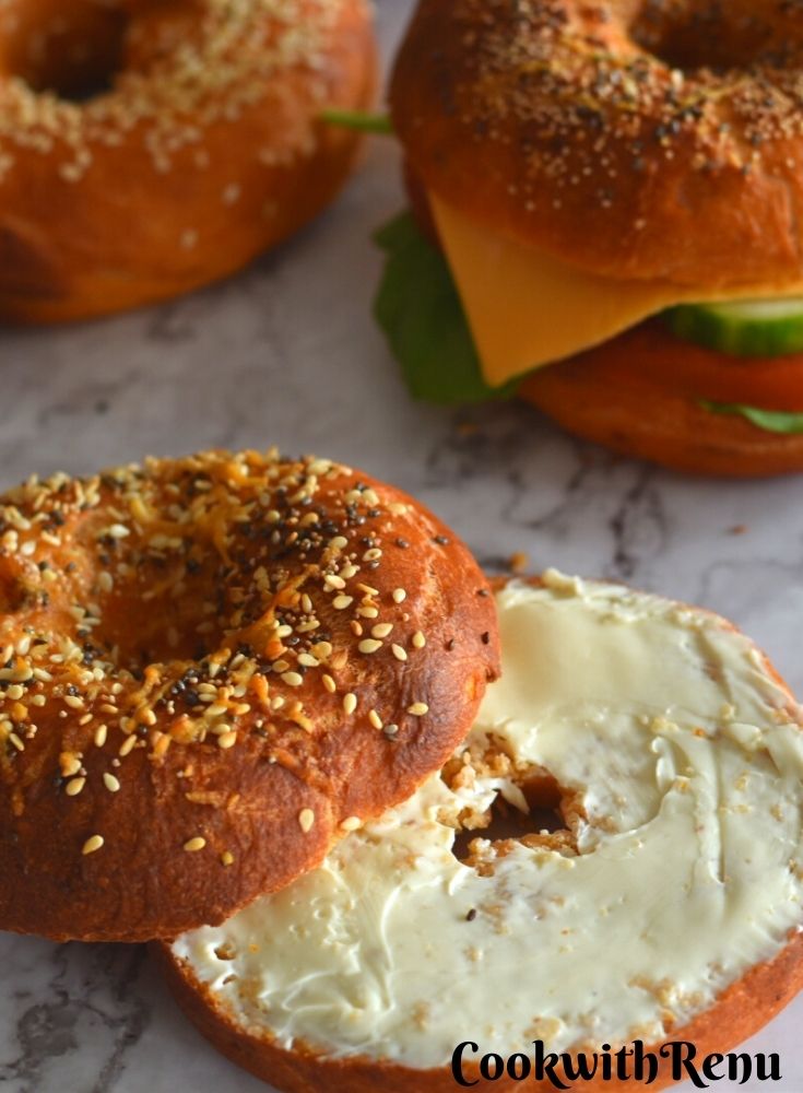 Savoury Bagel with Cheese Spread