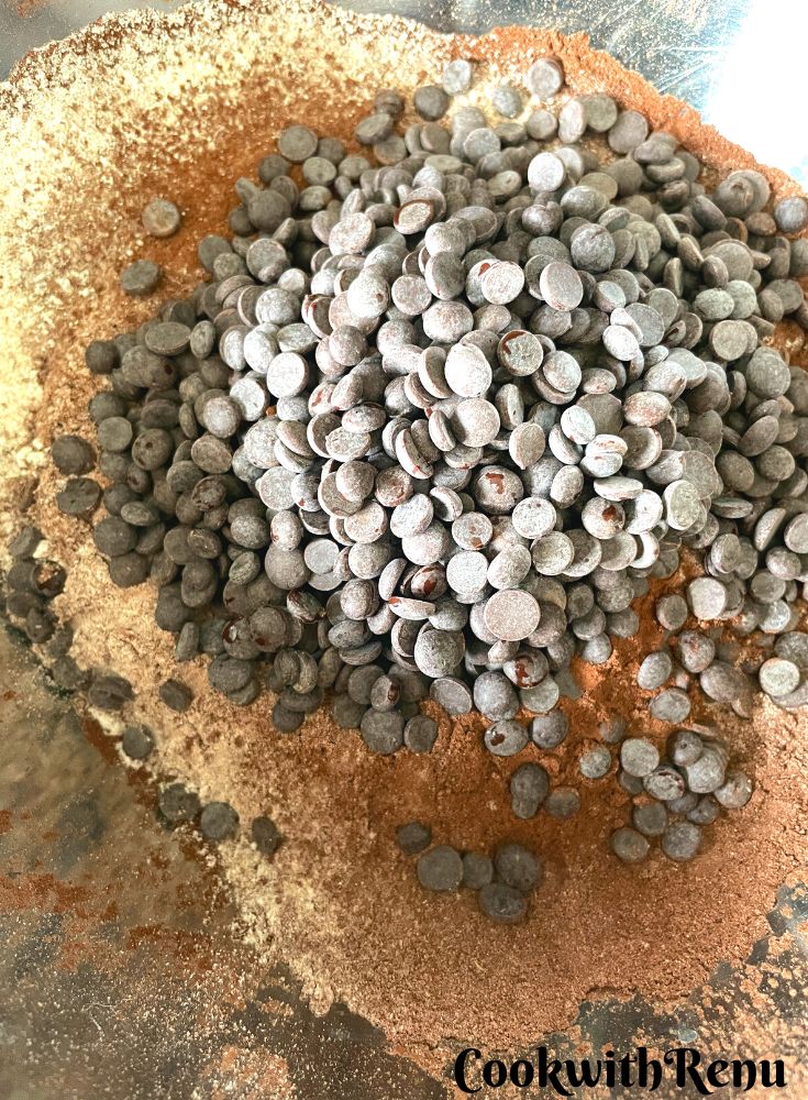 Adding of Chocolate Chips in batter.