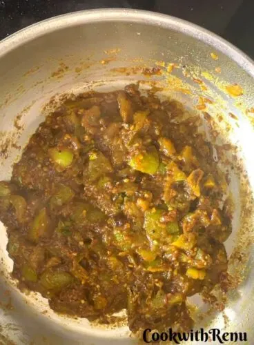 Cooked Bhaji in a pan.