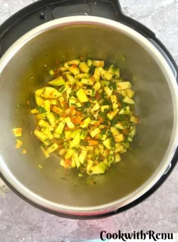 Cooking of Lauki and Dal in Instant Pot