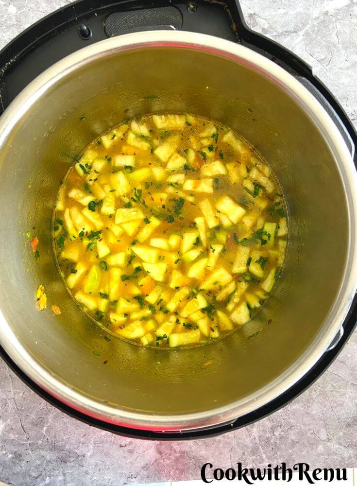 Dudhi Chana Dal Ready to be cooked in Instant Pot.