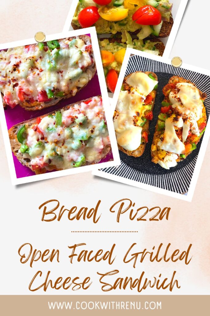 3 images showing different bread pizza for pinterest