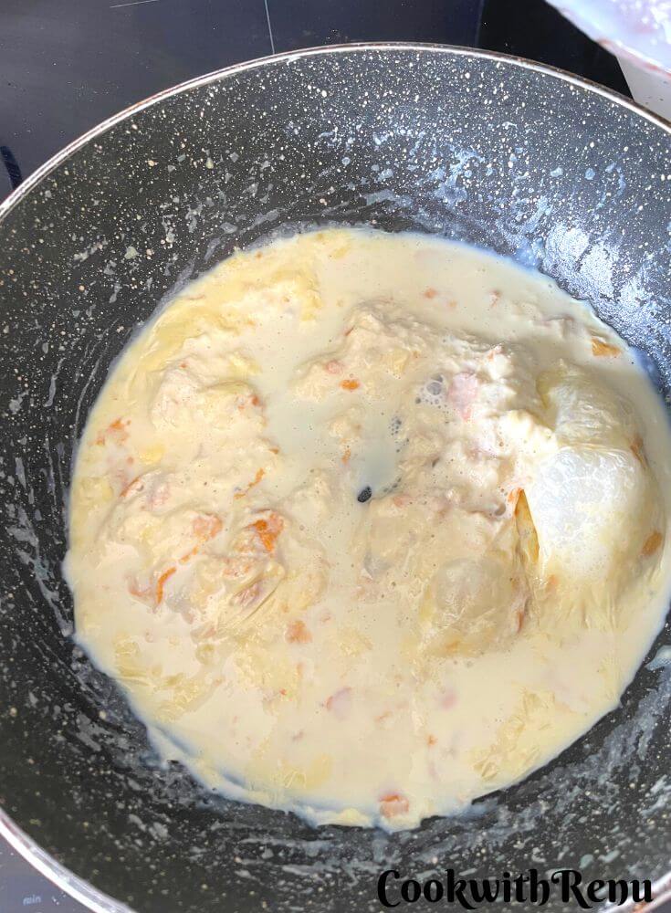 Thickened Milk in a pot.