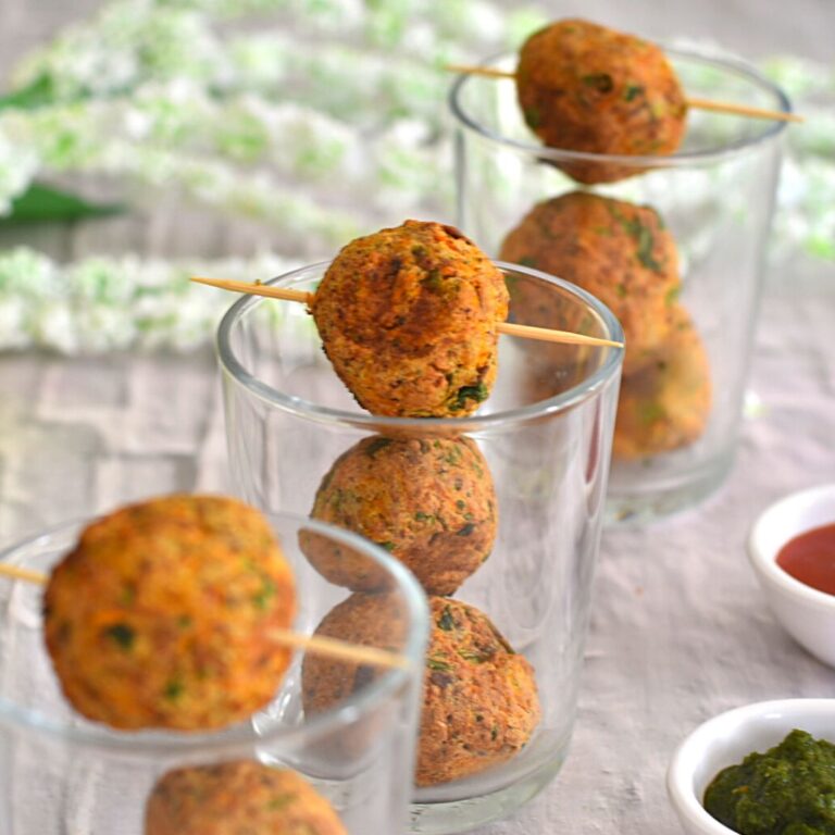 Air Fryer Vegetable Paneer Kofta served in small glasses.