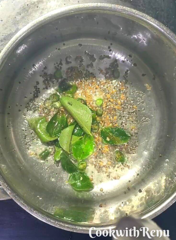 Tempering for Dudhi Raita in a pot