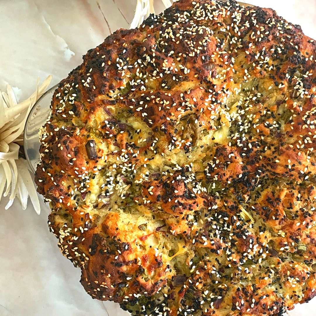 Halloumi Cheese, Olive, and Mint Bread