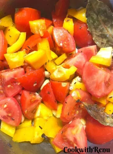 Adding of Pepper, Tomatoes