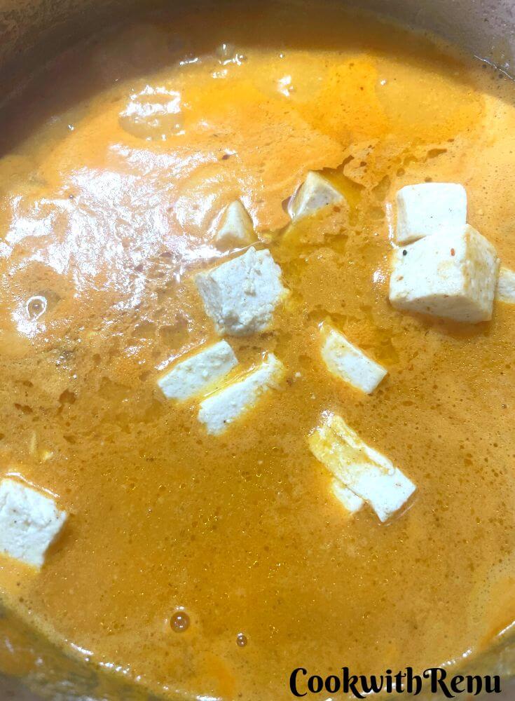Adding of paneer