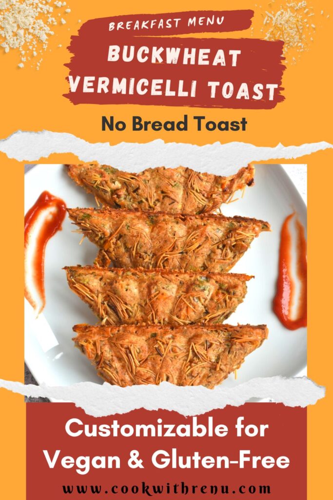 Pinterest image showing Buckwheat Vermicelli Toast