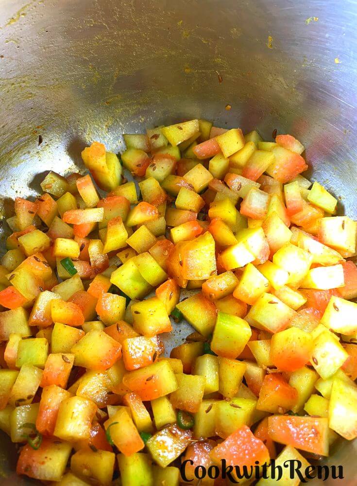 Sabji ready to be cooked in Instant Pot