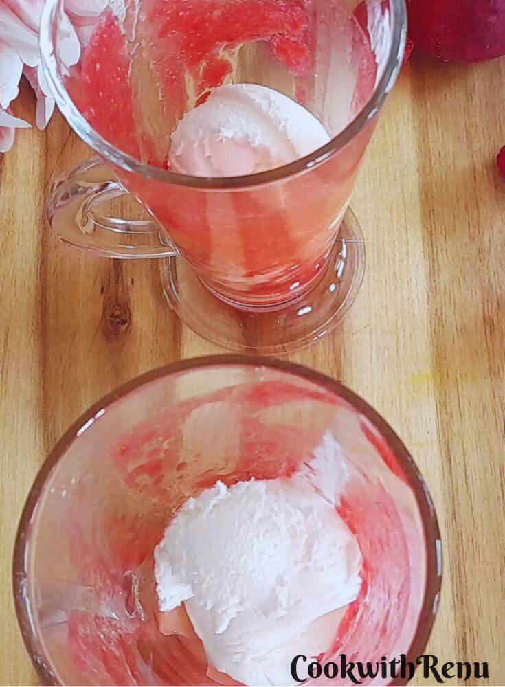 Glasses topped with Ice Cream.
