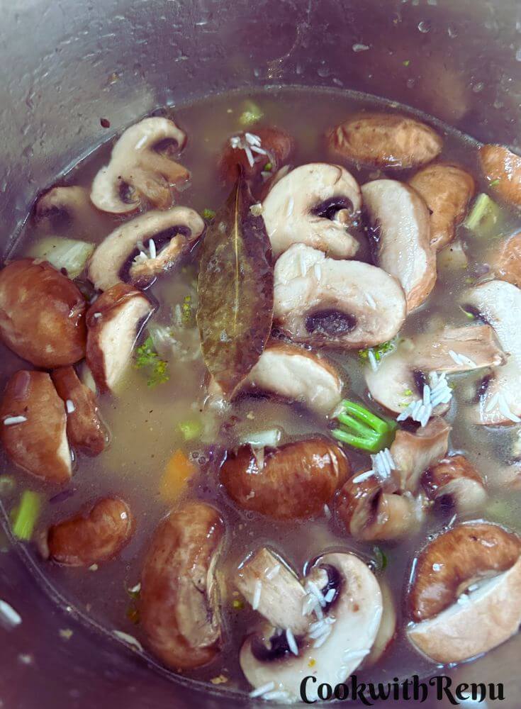 Vegetarian Pulao ready to be cooked in Instant pot.