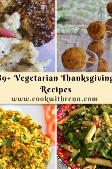 Image showing a bread, starters, tofu bhurji and salad for 89 Plus Vegetarian Thanksgiving Recipes
