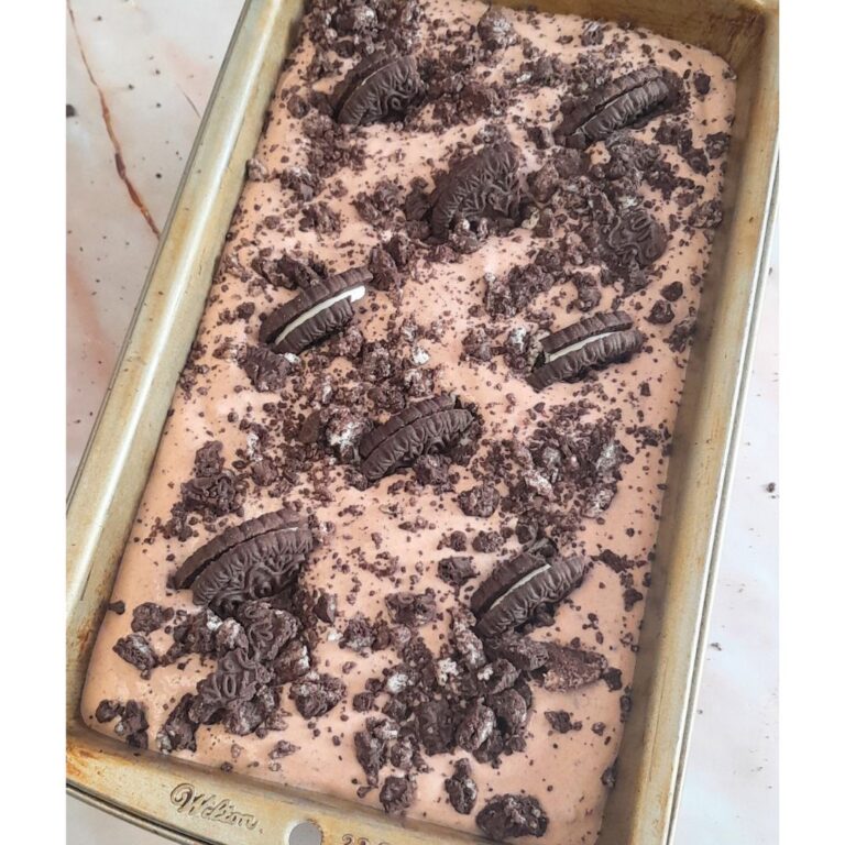4 Ingredient Oreo Ice Cream to be freezed in a freezing container.