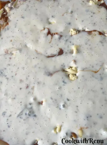 Veg Lasagne ready to be baked.