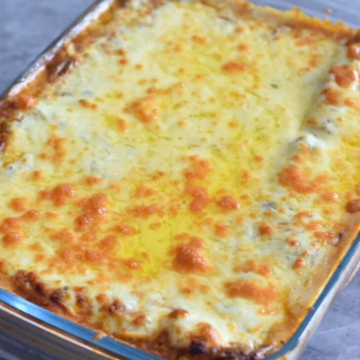 Vegetable Lasagne in a baking tray.