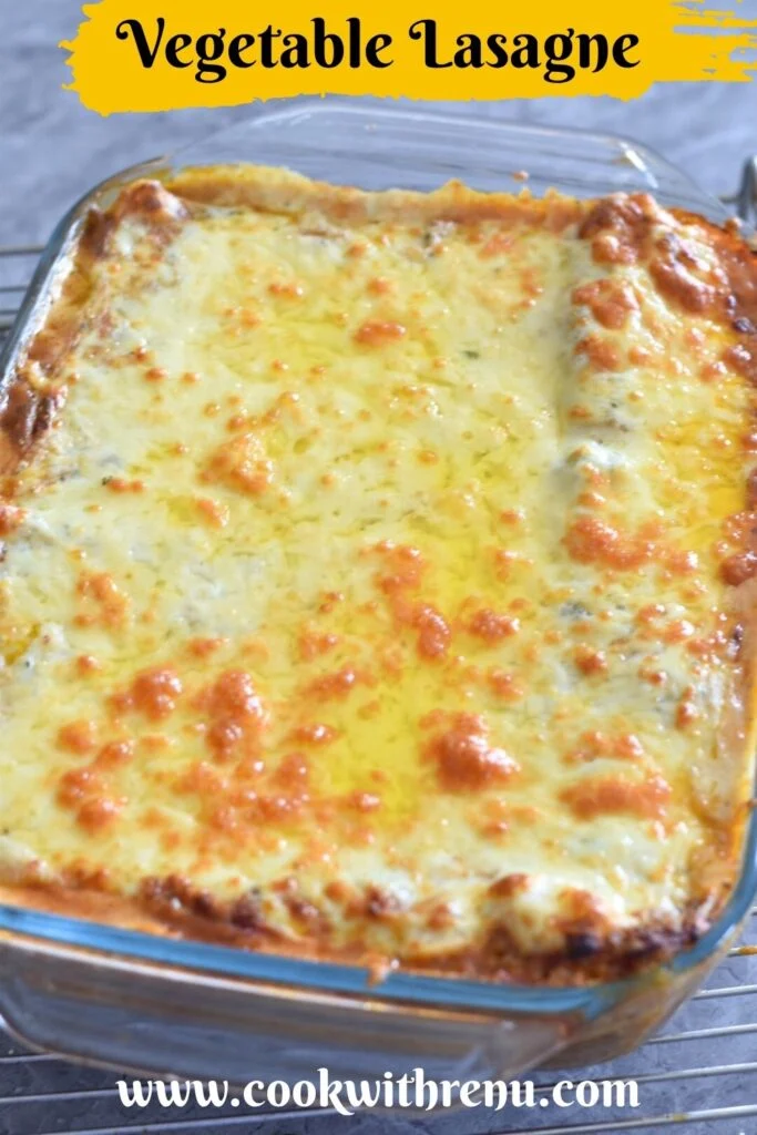 Vegetable Lasagne in a baking tray.