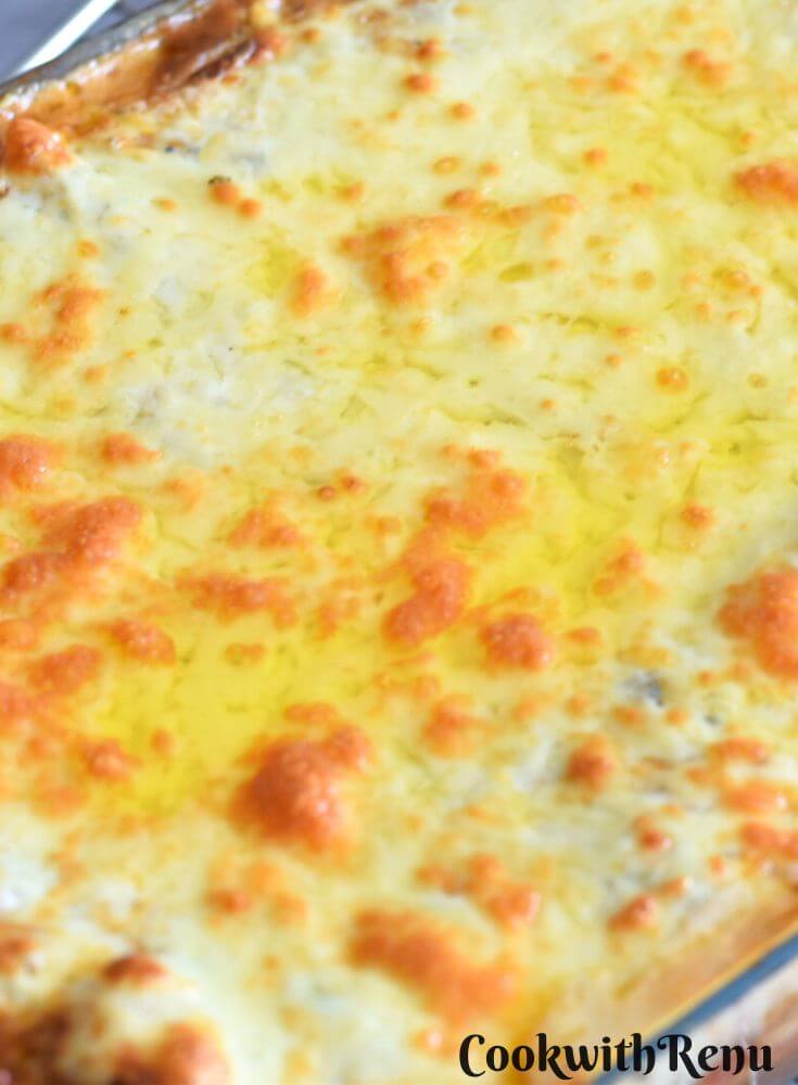 Vegetable Lasagne in a baking tray.