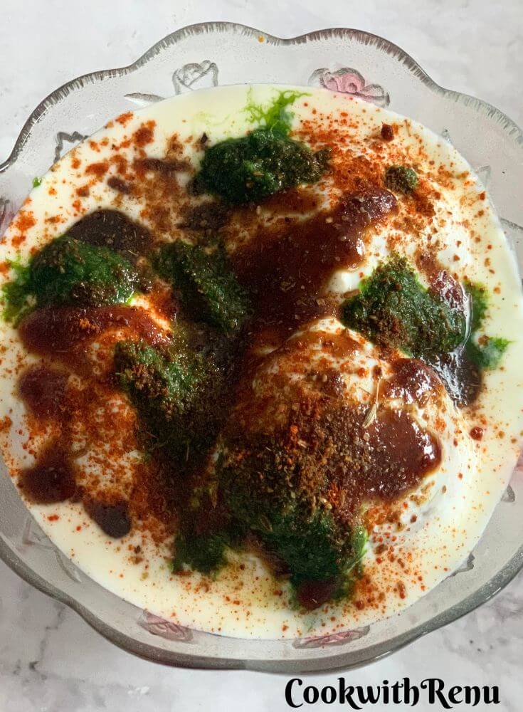 Image showing Dahi Bhalla Chaat in a bowl