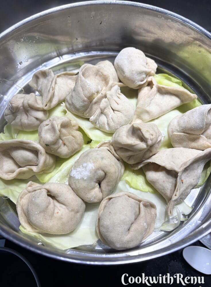 Momos ready to be steamed.