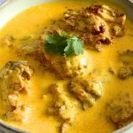 Close-up look of No Onion No Garlic No Tomato Dudhi Kofta Curry.